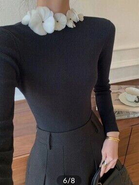 Commense Black Fitted Long-Sleeve Top